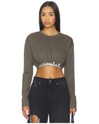 Area - Crystal Cluster Long Sleeve Cropped T-Shirt - Lyst