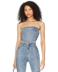 AFRM - Corsé Ashton Pin-Up Lace Up En Color Denim Claro Talla (También En M) - Lyst