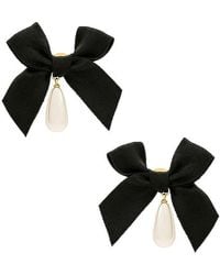 petit moments - Bow Drop Pearl Earrings - Lyst