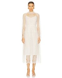 Sea - Vestido De Manga Larga Con Peplum Y Ojales Lumi En Color Blanco Talla En - Lyst