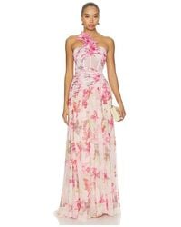PATBO - Orchid Bloom Chiffon Corset Long Dress - Lyst