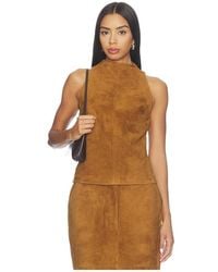AEXAE - Lamb Leather Suede High Neck Top - Lyst