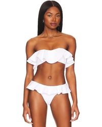MILLY - Cabana Solid Ruffle Bandeau Bikini Top - Lyst