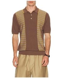 Beams Plus - Knit Polo Front Stripe Jacquard En Color Marrón Talla (También En S, Xl) - Lyst