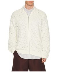 vowels - Eyelet Knitted Zip Up - Lyst