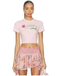 CASABLANCA - Orchid Logo Cropped Baby Tee - Lyst