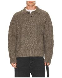 FRAME - Cable Polo Sweater - Lyst