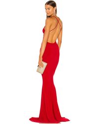 Norma Kamali X Revolve Low Back Slip Mermaid Fishtail Gown - Red