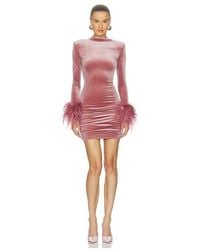 Bronx and Banco - Sequin Velvet Long Sleeve Mini Dress With Feather Cuffs - Lyst