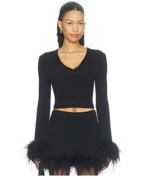 Lovers + Friends - Mckina Feather V Neck Sweater - Lyst