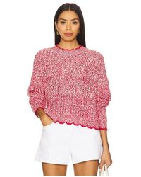 Autumn Cashmere - Tipped Ladder Stitch Crew Top en Red - Lyst