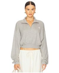 ÉTERNE - Cropped Half Zip Sweatshirt - Lyst