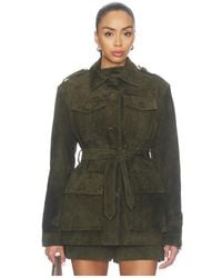 AEXAE - Lamb Leather Suede Mid Jacket - Lyst