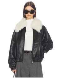 Source Unknown - Chaqueta Bomber Con Cuello De Piel Sintética Rioni En Color Negro Talla (También En Xs/S) - Lyst