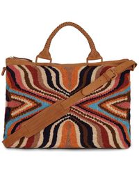 Cleobella Leather Rainbow Stripe Weekenderr in Tan Womens Bags Duffel bags and weekend bags Natural 