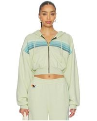 Aviator Nation - 5 Stripe Cropped Zip Hoodie - Lyst