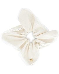 Lele Sadoughi - Eyelet Trim Linen Square Scrunchie - Lyst