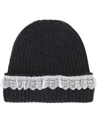 Ganni - Compact Wool Lace Beanie - Lyst