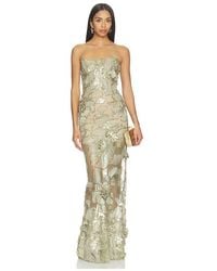 Bronx and Banco - Tiffany Sequin Floral Farah Strapless Maxi Dress - Lyst