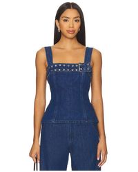 Amanda Uprichard - Thalia Top En Color Denim-Medium Talla (También En M, S, Xl, Xs) - Lyst