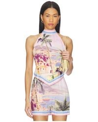 L'Agence - 'Agence Kochi Postcard Print High Neck Top - Lyst