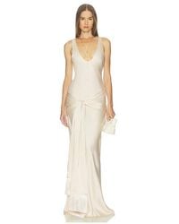 Helsa - Satin Dress With Tie And Fringe - Lyst