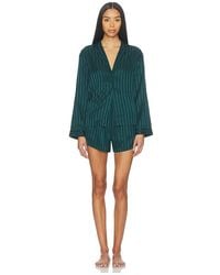 Lunya - Washable Silk Striped Jacquard Button Up Long Sleeve Short Set - Lyst