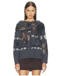 Monse - Mixed Fair Isle Crew Neck Sweater With Scarf - Lyst