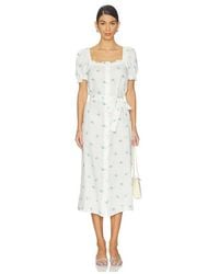 Sleeper - Brigitte Linen Midi Dress - Lyst