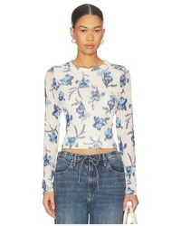 Rag & Bone - Camiseta De Manga Larga De Malla Estampada Yana En Color Ivory, Talla (También En M, S, Xs) - Lyst