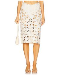 For Love & Lemons - Jupe Midi À Motif Floral En Crochet En Cream,Ivory. Taille Also En S - Lyst