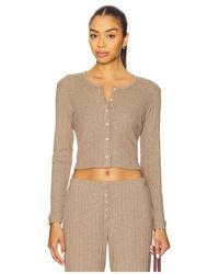 Leset - Pointelle Crop Cardigan - Lyst
