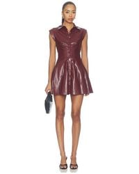 Alice + Olivia - Kim Faux Leather Paneled Corset Flared Mini Shirt Dress - Lyst
