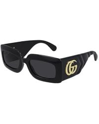 Gucci Gafas de sol matelasse rectangular icon - Negro