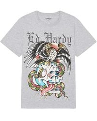 Ed Hardy - Camiseta Rhinestone En Color Gris Talla En - Lyst