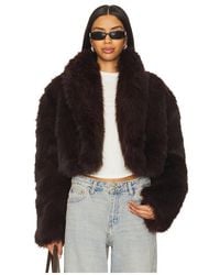 AFRM - Stephanie Barrel Crop Faux Fur Jacket - Lyst