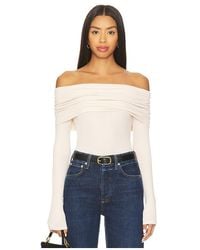 Enza Costa - Silk Rib Long Sleeve Off-Shoulder Top - Lyst