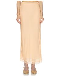 Helsa - Viscose Satin Slip Skirt With Lace - Lyst