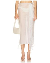 Milkwhite - X Revolve Midi Skirt With Lace Details - Lyst