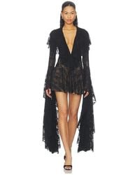 Norma Kamali - Xl Sleeve Deep V Ruffle Mini Dress - Lyst