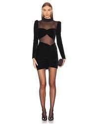 PATBO - Velvet And Stretch Tulle Mini Dress - Lyst