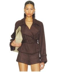 Elodie the Label - Marais Faux Suede Cropped Trench Coat - Lyst