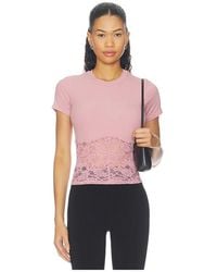 Michael Lauren - Ember Rib Lace Short Sleeve Tee - Lyst