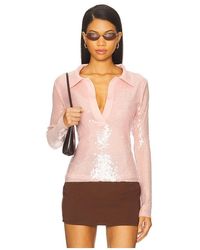 Monse - Knit Collar Sequin Polo Top - Lyst