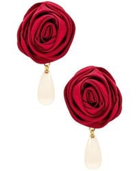 petit moments - Rosette Pearl Drop Earrings - Lyst