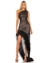 Bronx and Banco Lola Sheer Feather Gown - Black