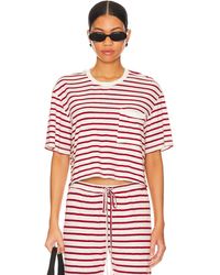 Monrow - Stripe Jersey クロップポケットtシャツ - Lyst