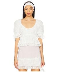 YUHAN WANG - Blusa De Manga Corta Con Bordado Floral En Color Blanco Talla (También En S) - Lyst