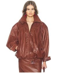 Helsa - The Shirred Oversized Leather Jacket - Lyst