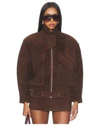 AEXAE - Lamb Leather Suede Aviator Jacket - Lyst